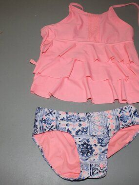 Blue & Pink 2 Pcs Justice Tankini Swimsuit Size 12